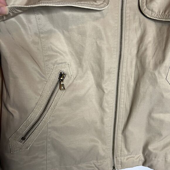 Sam Edelman Bomber Zipper Jacket Beige Tan Womens Size Large Quilted Y2K - Picture 3 of 14